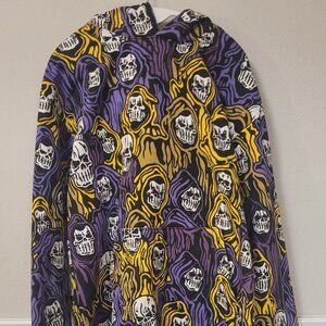 Warren Lotas WL Skull Flame Logo Hoodie - XL - Purple/Yellow/Black Streetwear